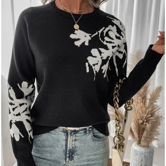 New floral print long sleeve sweater - Picture 3 of 6